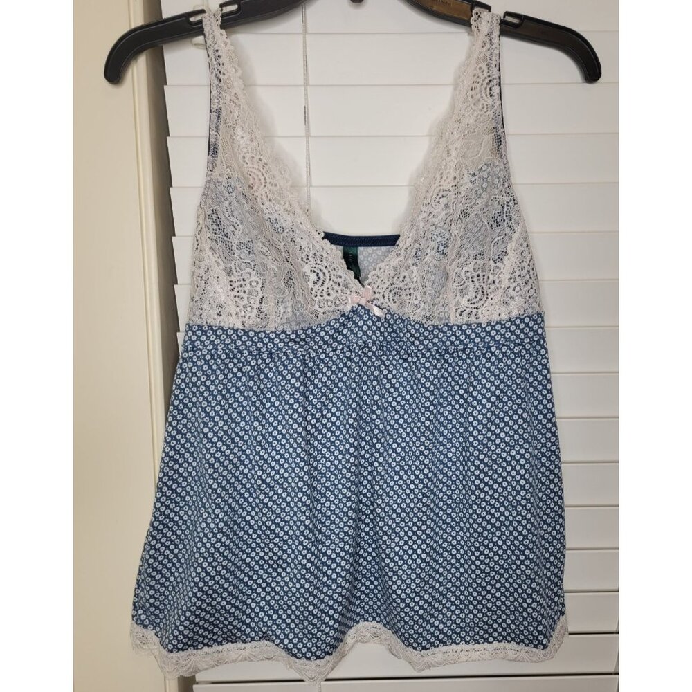 VTG Laura Ashley Womens Camisole Top Lace Trimmed Baby doll Coquette Siren Party - Picture 1 of 5